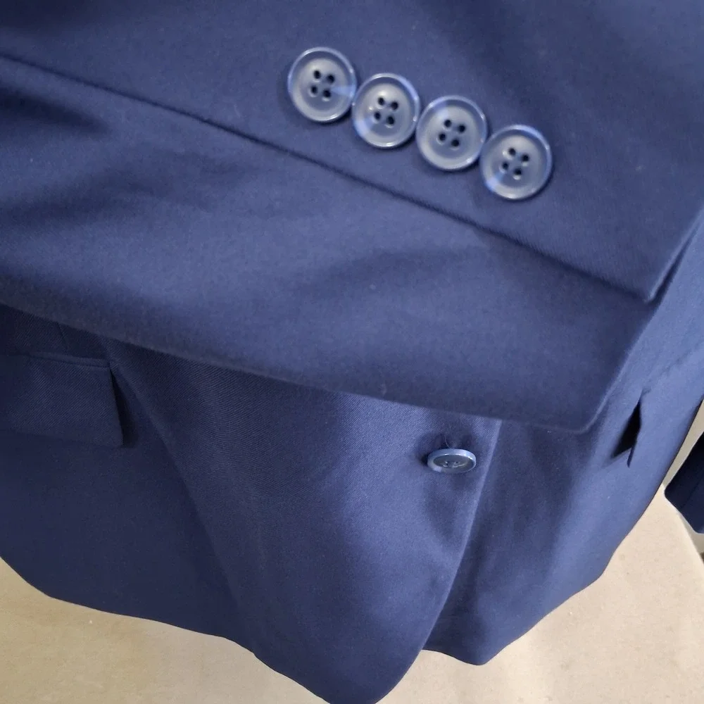 Joseph Abboud Sport Coat 56R Solid Blue Stretch Two Button Blazer Double Vent